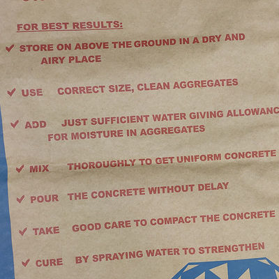 20kg Multiwall 3 Ply Paper Bags Tas Kemasan Semen Tahan Air Dengan Perekat