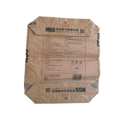 Multiwall 2 Ply Karung Kertas Tas Beton Tahan Air 20kg ISO9001 Dengan Perekat