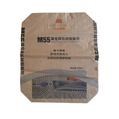 Multiwall 2 Ply Karung Kertas Tas Beton Tahan Air 20kg ISO9001 Dengan Perekat