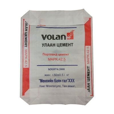 Tas Katup Semen PP Laminasi 20gsm Dengan Pencetakan Flexo Max 4 Warna Per Sisi