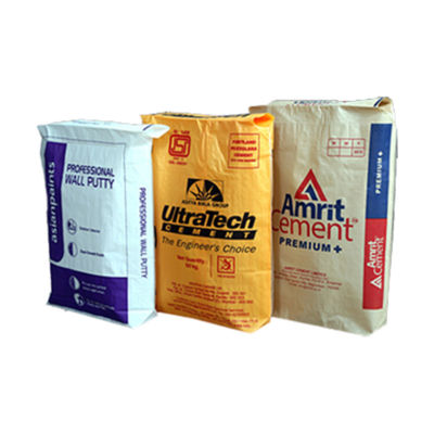 Kekuatan tarik tinggi PP Woven Block Bottom Bag Dengan Katup Untuk 50kg Cement Packaging