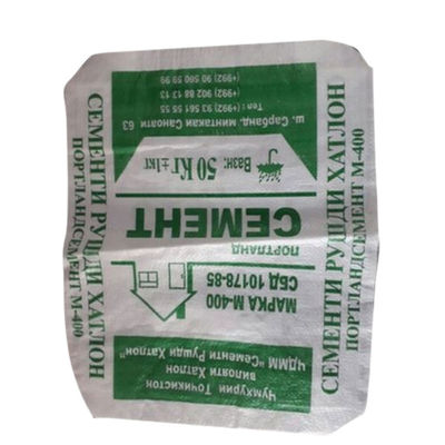 Kekuatan tarik tinggi PP Woven Block Bottom Bag Dengan Katup Untuk 50kg Cement Packaging