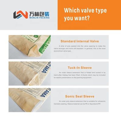 25 KG 40 KG 50 KG PP Woven Cement Sack kosong PP Klep Bag Blok Bagian bawah Dengan Klep