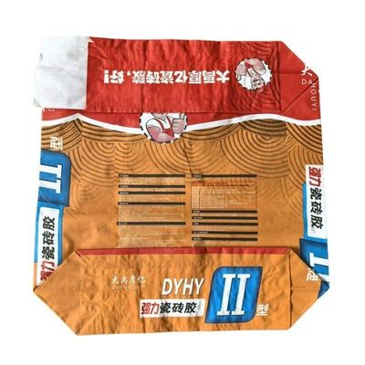 Kantong Semen Kertas 2 Lapis Cetak Permukaan Kustom 80GSM 1 Lapis Film Multi Dinding Kertas Tahan Lembab untuk Perekat Ubin 20KG Tahan Lama