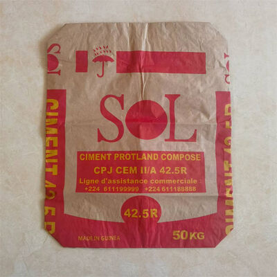 2 Lapisan 90GSM Kantong Katup Kertas dengan Bottom Blok untuk 20kg 25kg 30kg 40kg Mortar