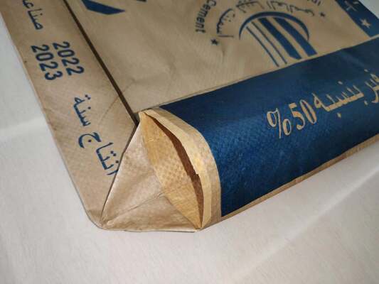 50KG PP Semen Bag Tahan Lembab Dasar Kotak Kantong Semen Katup PP Anyaman 75GSM hingga 90GSM