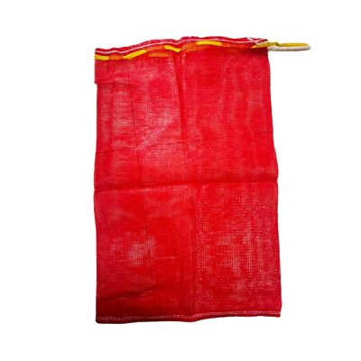 Kantong Jaring Leno Kemasan Kentang Kantong Jaring Leno Tenun PP Merah dengan Tali Serut untuk Kemasan Kentang